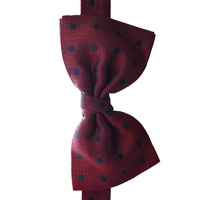 Red Silk Bow Tie With Navy Spots